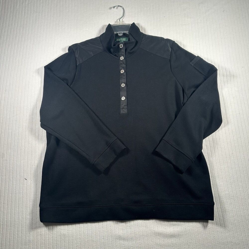 Ralph Lauren Women’s 2X Black Pullover Top Snap Mock Neck NWT $98
